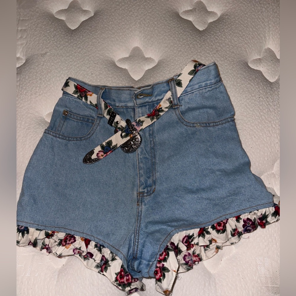 Vintage floral jean shorts